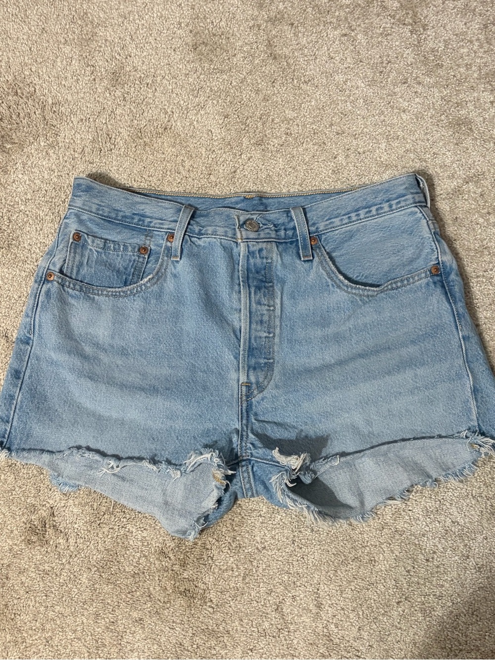 Levi's 501 Light Blue Denim Cutoff Shorts